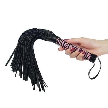 Imagem de Chicote em Tiras Luxo - Rosa e Preto - Sexshop - Importada
