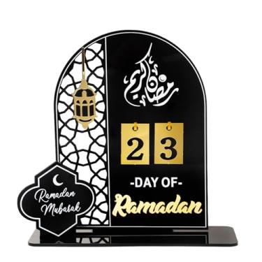 Imagem de hhdatc Black Acrylic Countdown Advent Calendar 31 Days Til Eid' Lantern Design, Eid Mubarak Ornament for Ramadan Kareem Tabletop Decorations