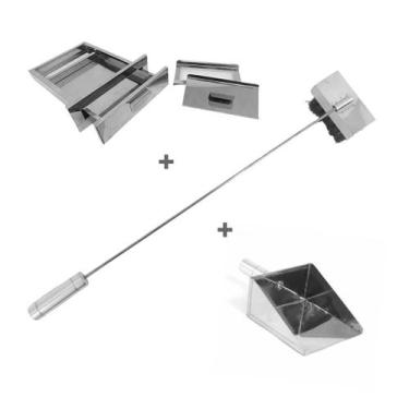 Imagem de Kit Gaveta Cinzas, Vassoura Piaçava, Pá Cinza, Churrasquei - INOX LAUR