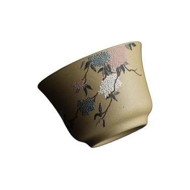 Imagem de teaworldsupply Xícara de chá de argila roxa Yixing de alta qualidade, xícara de chá de argila de seção dourada, copo de bola bordada, copo mestre, pintura de argila artesanal bxteashop