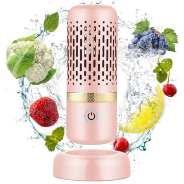 Imagem de Cudinham Purificador de frutas e legumes, máquina de lavar, atualizado, forma de cápsula, desinfecção, tecnologia de purificação de íons OH para limpeza de grãos, arroz, carne, frutos do mar, rosa