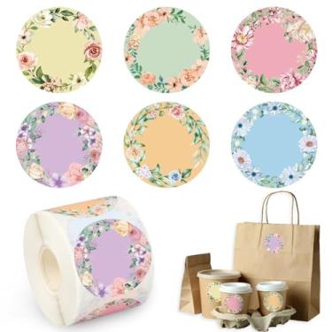 Imagem de FYSUIMU 500 peças de adesivos florais de primavera etiqueta de presente de flores vintage flores retrô coloridas etiquetas de decalque de papel redondo para molho de cozinha familiar garrafa de doces