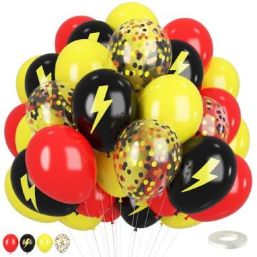 Imagem de Balões FEYG Poke Cartoon - Impressão Relâmpago 30cm (Vermelho/Amarelo/
