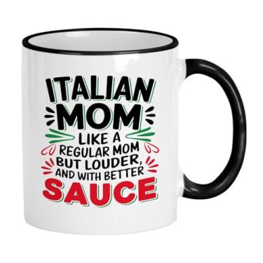 Imagem de Casitika Presentes para mães italianas. Caneca italiana de 325 ml para mãe com bandeira italiana - xícara de café fofa para mãe, ótima para aniversário ou dia das mães. (molho)