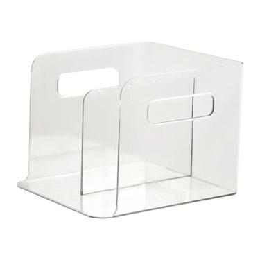 Imagem de YWJLQH Clear Desktop Bookshelf Arquivo titular Simples com alças prateleira de livro de armazenamento de livros modernos para o dormitório cd mesa de mesa