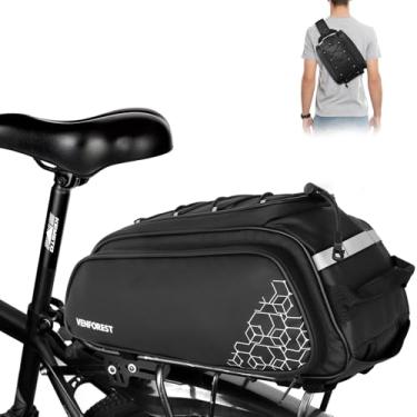 Imagem de VENFOREST Bolsa traseira para bicicleta, 20L PVC impermeável, porta-malas para bicicletas de estrada e montanha, bolsa multifuncional para assento traseiro com capa de chuva, bolsa de selim de