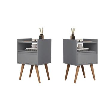 Imagem de Kit 2 Mesas de Cabeceira Suspensa e com Pés Palito Porta Milena Cores 