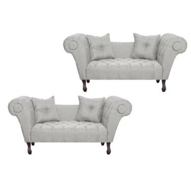 Imagem de Kit 02 Recamier Divã Namoradeira Dubai Belo Tok - Linho, Bege