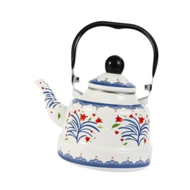 Imagem de Bothyi Chaleira de Esmalte, Chaleira de água Quente, 1.7L com Alça de Alça de Chaleira de Fogão Elegante Panela de Esmalte de Folha Solta para Ferver água