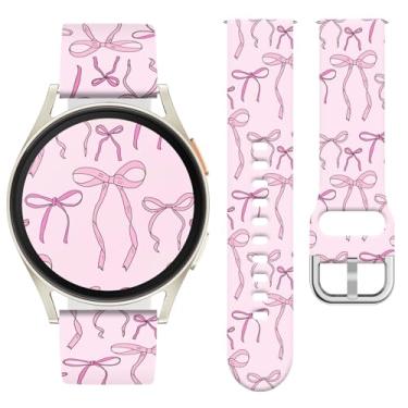 Imagem de Watbro Pulseira de relógio Bowknot compatível com Samsung Galaxy Watch 7/FE/6/5/4 com pingentes, pulseira esportiva de silicone macio de 20 mm para relógio inteligente Vivoactive 5/Vivoactive 3