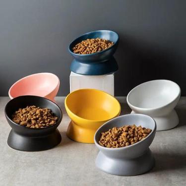 Imagem de Pote De Ração Ceramica Comedouro Para Gatos Elevado Ergonômico - Shop 