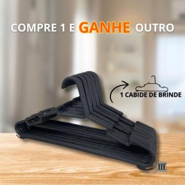 Imagem de Cabide Adulto Preto kit 10 até 60 Cabides Reforçado Organizar Roupas -