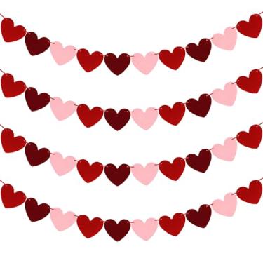 Imagem de YGBMDZ Pacote De 40 Guirlandas De Corações De Feltro Pré-Enfiadas, Guirlanda Para Decorações De Guirlandas De Corações
