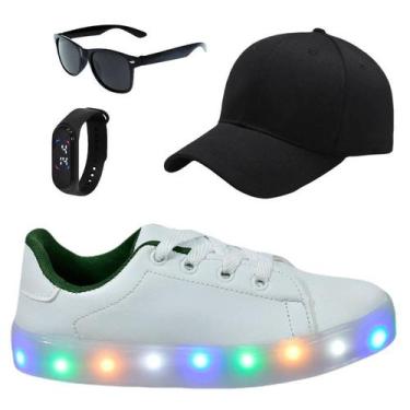 Imagem de Tênis Infantil Masculino De Led Casual Confortável Estiloso Básico Cad