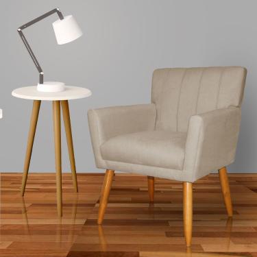 Imagem de Poltrona Decorativa Para Sala Recepção Cecília Suede Cappuccino - lm decor