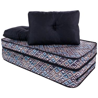 Imagem de Puff Premium 3 Em 1 Multiuso Suede De Espuma Casal Com Almofada bf Colchões