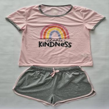 Imagem de SHORT DOLL FEMININA, SENDO BLUSINHA MC COM ESTAMPA FRONTAL E COM SHORTS LISO,EM MALHA DE POLIVISCOSE