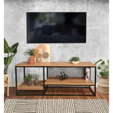 Imagem de Aparador Sotê 150 cm Estilo Industrial - Casa Quentinha, MDF Nogal Sev