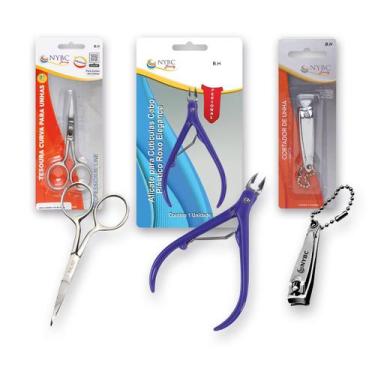 Imagem de Kit Unhas: Alicate + Cortador Pequeno + Tesoura Curva NYBC - NYBC Beau
