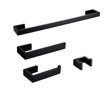 Imagem de Conjunto de ferragens de banheiro suportes de papel higiênico preto fosco toalheiro para banheiro escova de vaso sanitário ganchos de cabide de parede, China (Mb conjunto de 4 peças 60)