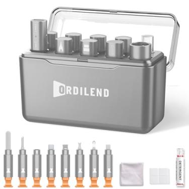 Imagem de Kit de limpeza para iPhone Ordilend Multiferramenta de limpeza e reparo de porta de carregamento, cabo Lightning, para celular, iPad, conectores, alto-falante, Airpod, capa de armazenamento, cinza