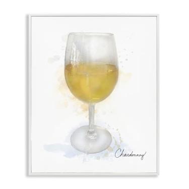 Imagem de Stupell Industries Arte giclée emoldurada moderna Chardonnay em vidro branco, design de Matthew Piotrowicz, 40,6 x 50,8 cm