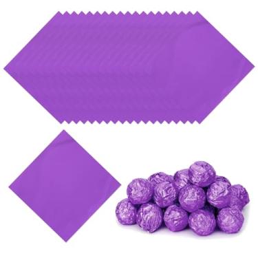 Imagem de PATIKIL Embalagens de doces de 7,5 cm, 100 peças de papel de embrulho de chocolate para decoração de doces caseiros de caramelo faça você mesmo, embalagem de bolo de chocolate, roxo