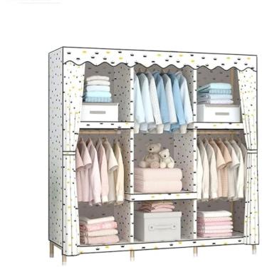 Imagem de Guarda-roupa Portátil Guarda-roupa De Pano Guarda-roupa Simples, Multifution Criatividade Guarda-roupa Madeira Maciça Guarda-roupa Estável Trilho Guarda-roupa De Tecido Bra, A, 168 * 100 * 45cm