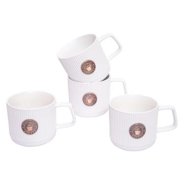 Imagem de Voltogar Conjunto de 4 copos de cerâmica, caneca de cappuccino de cerâmica de 368 g, canecas de café, canecas de chá, expresso, latte - canecas de porcelana para cozinha ou café, xícara de café de