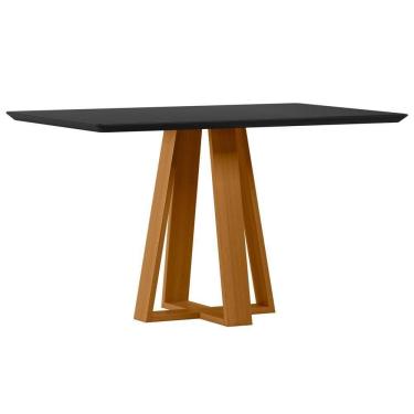 Imagem de Mesa De Jantar Para 4 Lugares 1,35m Lectus Tampo Em Mdf Com Vidro Ypê Preto