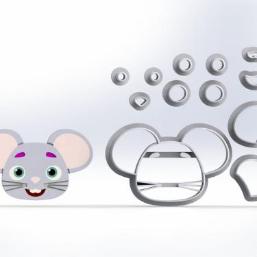 Imagem de Cortador Cocomelon Ratinho Modular Tamanho 5Cm