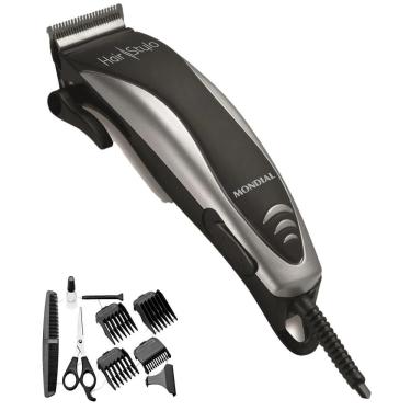 Imagem de Máquina De Cortar Cabelo Mondial Hair Stylo Cr-02 4 Com Pentes Prata Com Preto 110V
