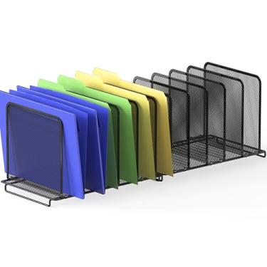 Imagem de Simple Houseware Organizador de arquivos verticais de 5 seções, preto - pacote com 2