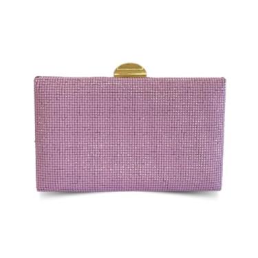 Imagem de Bolsa Clutch Carteira Festa, Strass, Alça Removível, 22x12x6 cm, Disponível em Rosa, Roxo e Verde (Rosa)