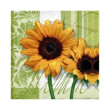 Imagem de Guardanapo de Papel Girassóis e Verde Ti-Flair 24x24cm