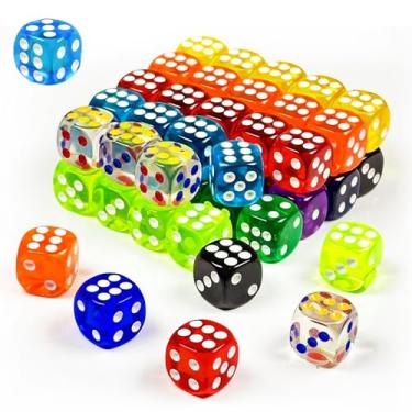 Imagem de HAOMEJA D6 50 pcs Colored Dice Set, 14mm Dice Apply to Board Games, DND, RPG, Yahtzee, Math Teaching - Classic 6-Sided Dice with Easy-Read Pips, Party Gifts (50pcs)