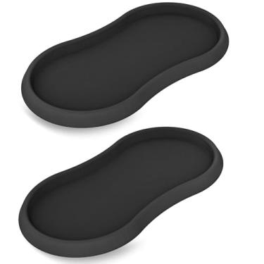 Imagem de Koluti Conjunto de 2 bandejas de silicone para moedor de sal e pimenta, moedor de pimenta de cozinha, suporte de garrafa de tempero para balcão, protetor de mesa de jantar e bandeja decorativa rústica