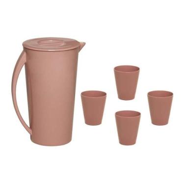 Imagem de Kit Jarra Fresc 2,5L 4 Copos Tendência Polipropileno Rosé - Vemplast