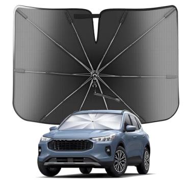 Imagem de [Atualização] Guarda-sol portátil para para-brisa Ford Escape 2020-2025 [Resistente de grau militar] com bolsa de transporte, guarda-chuva compacto durável de cristal de gelo UPF50+ UV isolamento