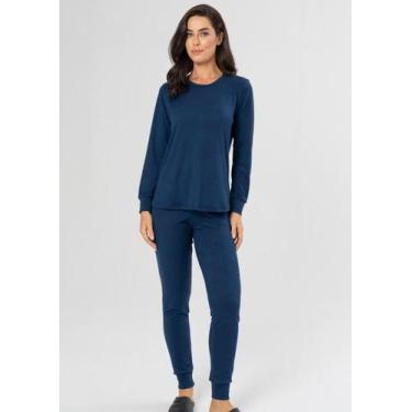 Imagem de Pijama de Suede Liso - Gimara, P, Marinho