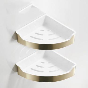 Imagem de Conjunto de banheiro dourado escovado - Toalheiro de aço inoxidável - Acessórios de ferragens, triângulo duplo