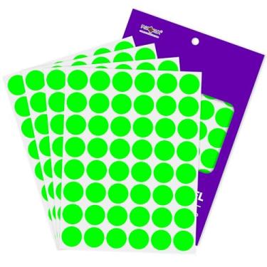 Imagem de PARLAIM Adesivo redondo fluorescente com pontos verdes de 2,54 cm, 720 peças, adesivo permanente, código de cores, etiquetas adesivas para escritório, sala de aula, garagem