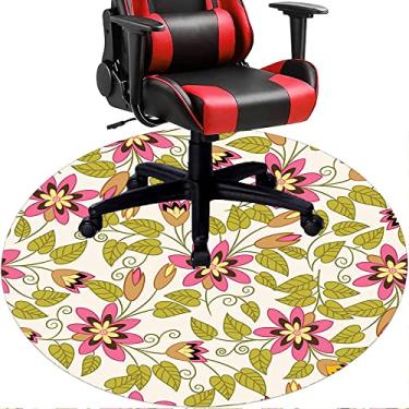 Imagem de Tapete de cadeira de escritório com flores, textura de flor, tapete de cadeira de mesa para piso de madeira de escritório doméstico, protetor de piso de pilha baixa multiuso, redondo, 99 cm