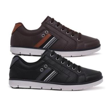 Imagem de Kit 2 Sapatênis Masculinos com Zíper e Cadarço Elástico-Masculino