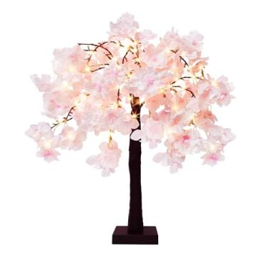 Imagem de Árvore de cerejeira de LED rosa de 61 cm com 360 luzes de fada, 8 modos de iluminação – Árvore iluminada artificial para decoração de quarto e Natal