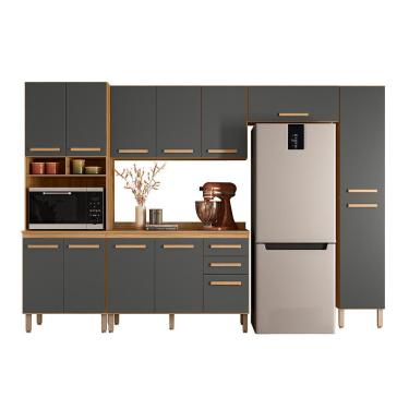Imagem de Cozinha Modulada Intenza Oni 5 Peças - Nicioli Freijó/Chumbo