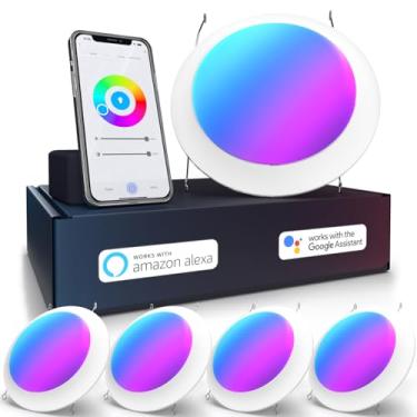 Imagem de Sunco Lighting Luminária Embutida De Teto Com Led Smart Disk 5/6" Para Sala Estar E Quarto, Controlada Por Aplicativo, Compatível Alexa Google, Regulável, 15 W, Rgb+5000 K, Luz Natural, 1200 Lm Etl,