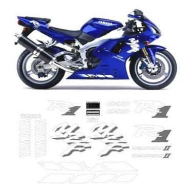 Imagem de Kit Adesivos Compatível Com Yamaha Yzf R1 1998 Azul R198Az - Spts