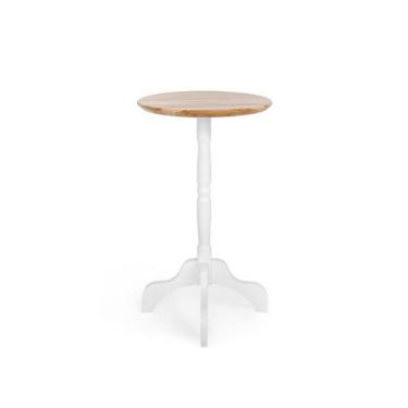 Imagem de Mesa Bistrô Milena com Tampo Madeira Eucalipto - Branco/Natural - Deis