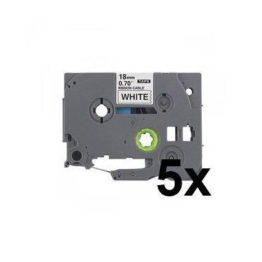 Imagem de Kit 5 Fita Flexível Compatível Brother Tze-FX241 Branca 18mm - no-bran